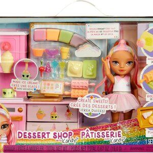 Rainbow High Littles Dessert Shop Playset Small Doll Pink 5.5” Make Ice Cream